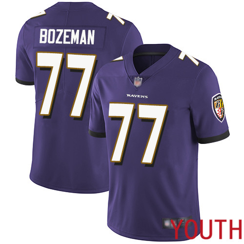 Baltimore Ravens Limited Purple Youth Bradley Bozeman Home Jersey NFL Football #77 Vapor Untouchable->youth nfl jersey->Youth Jersey